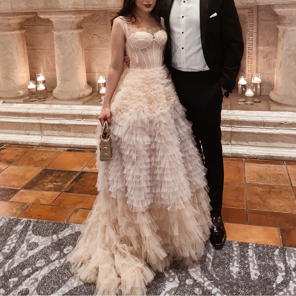 Andrea & Leo Ruffle Tulle Gown